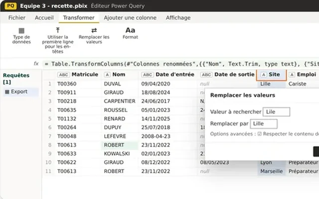 Une démonstration de Power Query dans le support de formation
